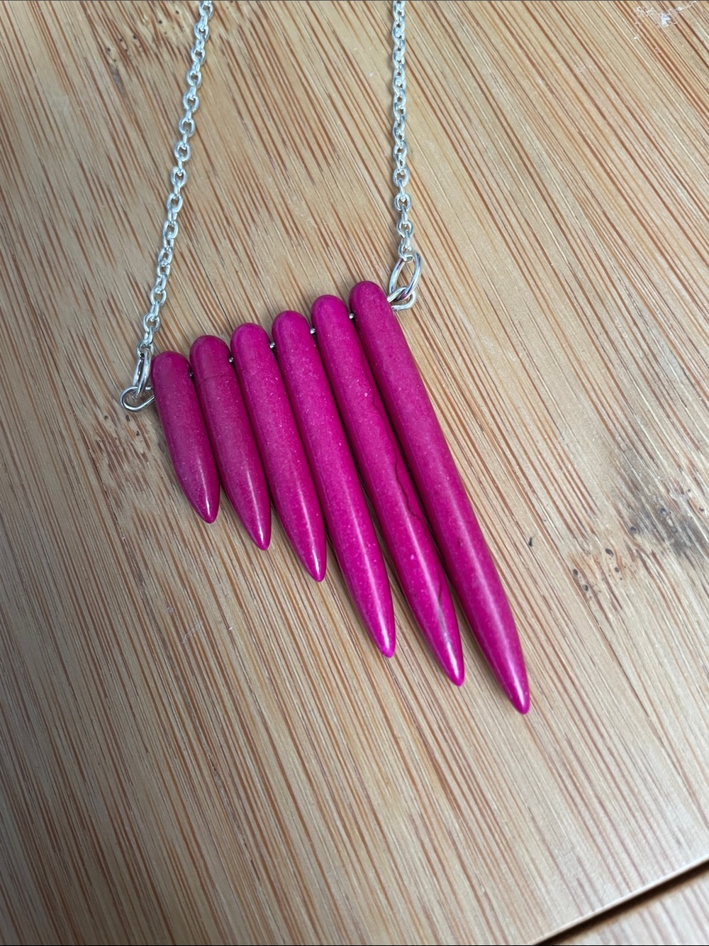 Reconstituted Pink Turqoise Stone necklace